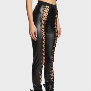 Current Mood Dolls Kill Lace- up Faux Leather Leggings